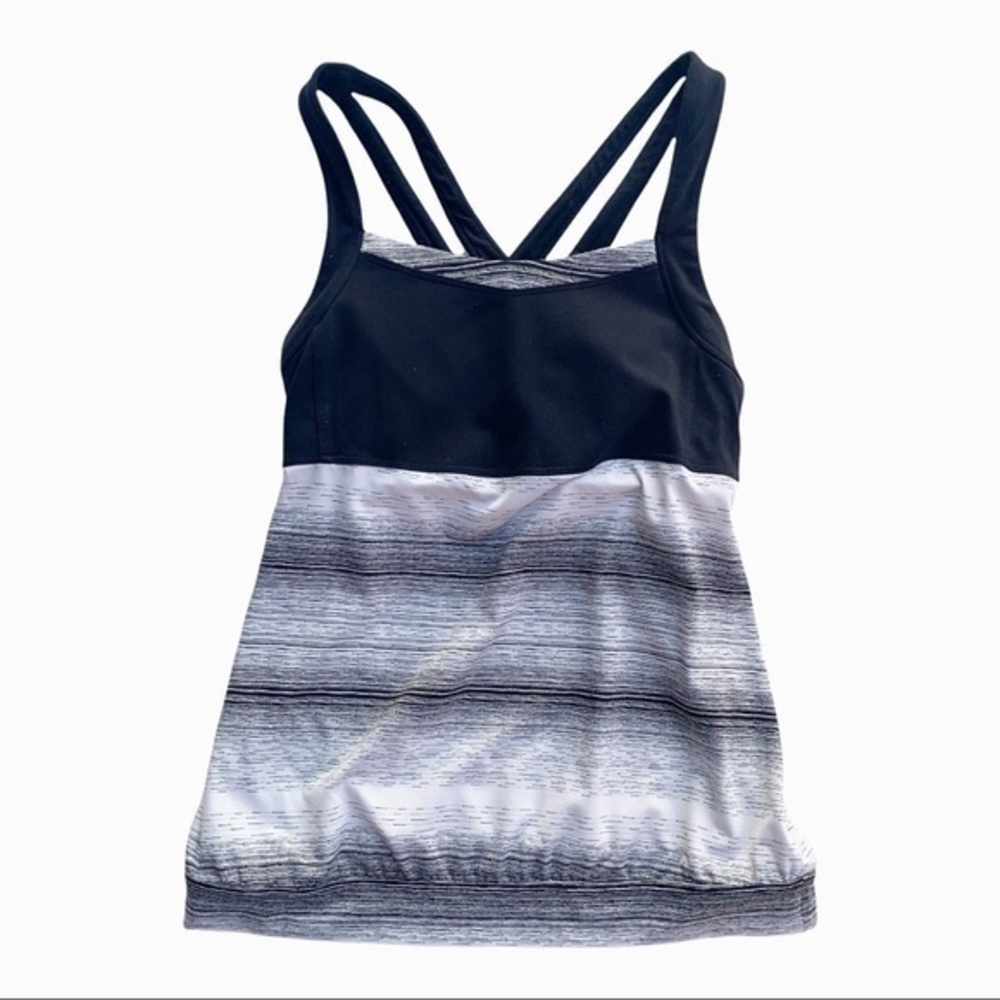 Athleta Black & White Tank With Built In Bra‎ Medium